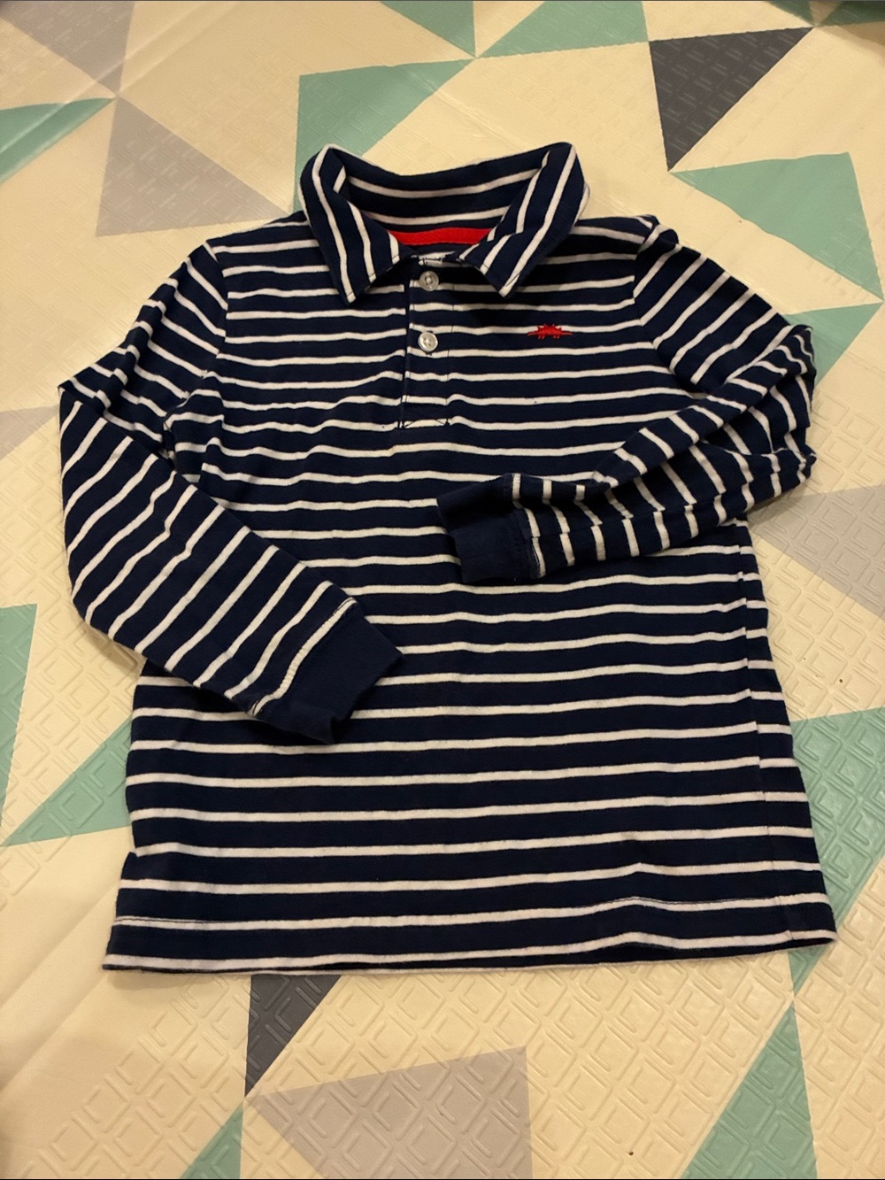 20/25$ 🧸 Kids Navy & White Stripe Long-Sleeve Polo Shirt